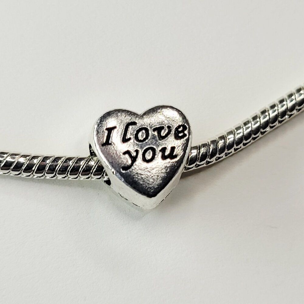 NWT! For Pandora Or Troll Charm Bracelet Silver Metal I Love You Heart Charm